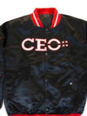 CEO Logo Black and Red Varsity Bomber Jacket - Men's “Dame Dash”
